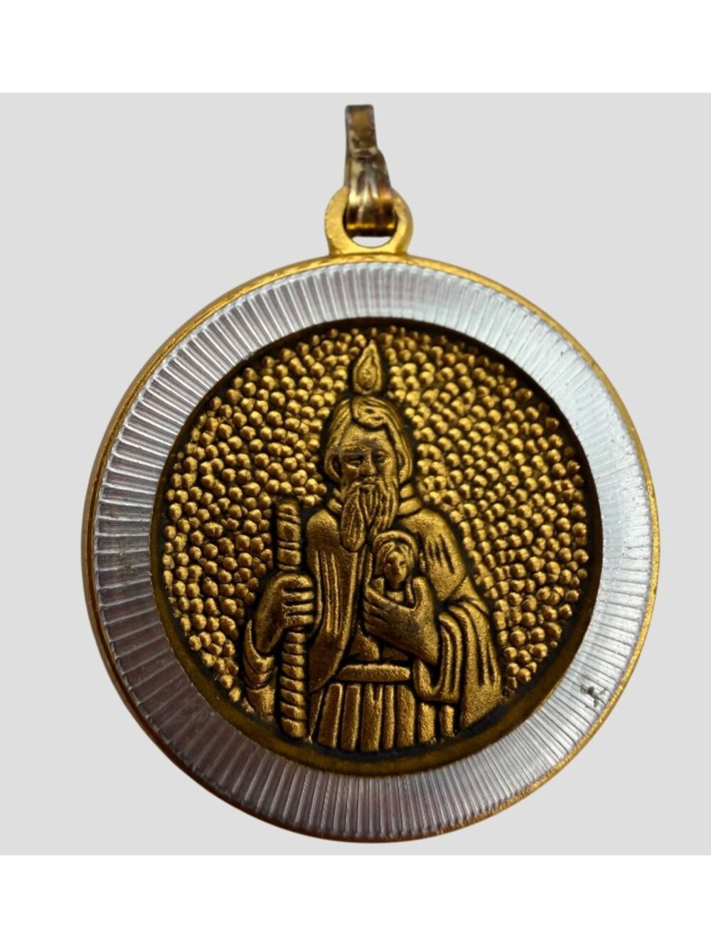 Vintage St Jude Shrine Baltimore MD Gold Silver Tone Catholic Medal Pendant 7/8"